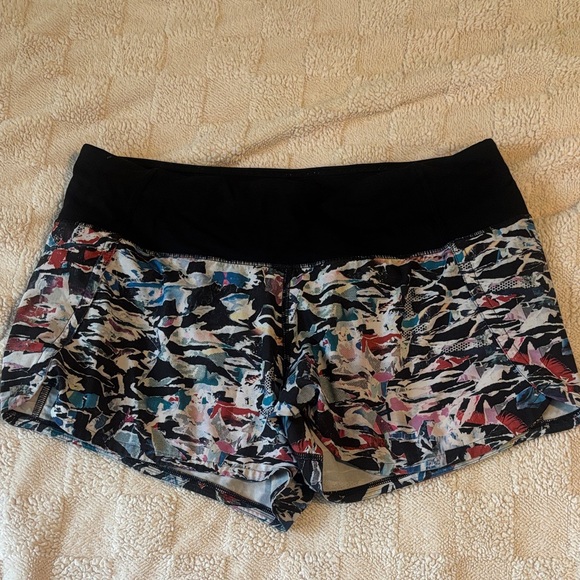 lululemon athletica Pants - lululemon athletica Black Waist Multicolor Abstract Athletic Shorts